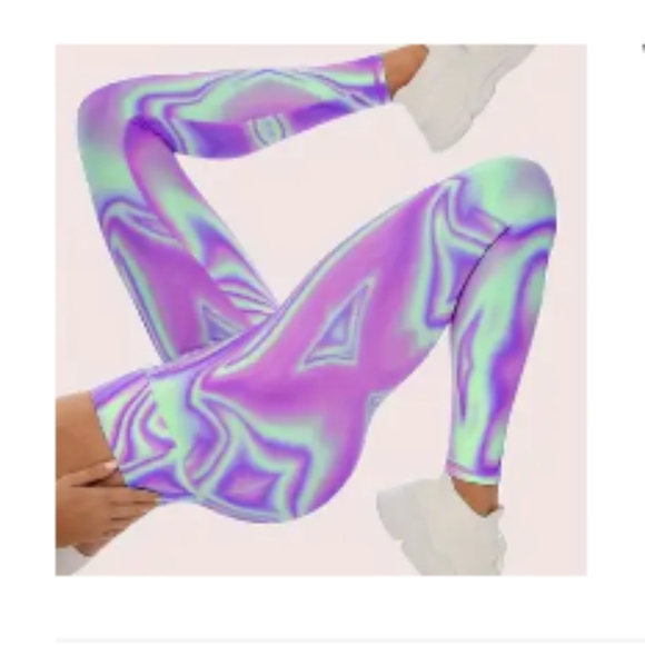 Vibrant Purple and Green Leggings - Picture 1 of 1